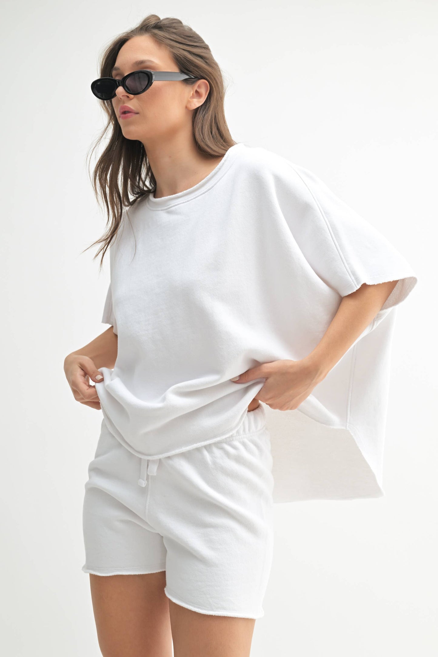 White Cotton Vintage Dolman Top
