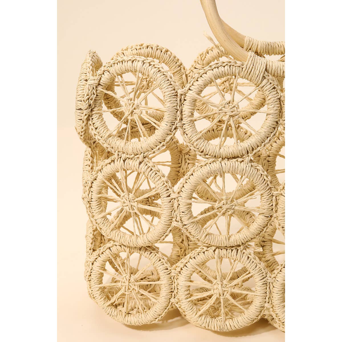Tan Boho Multi Circle Summer Beach Tote Bag