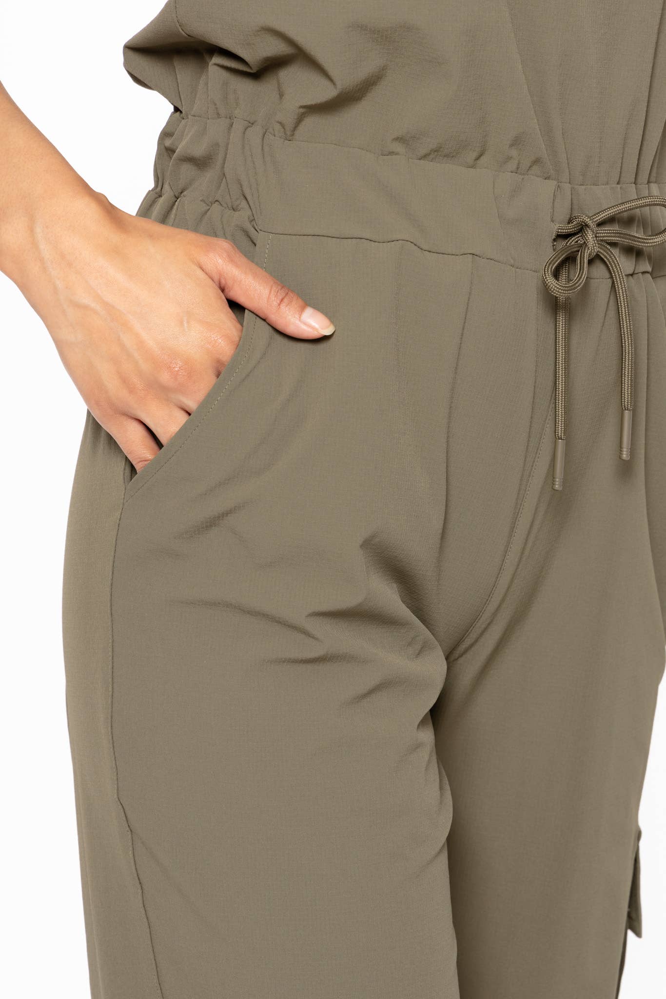 Army Green Durable Cargo Strapless Jumpsuit