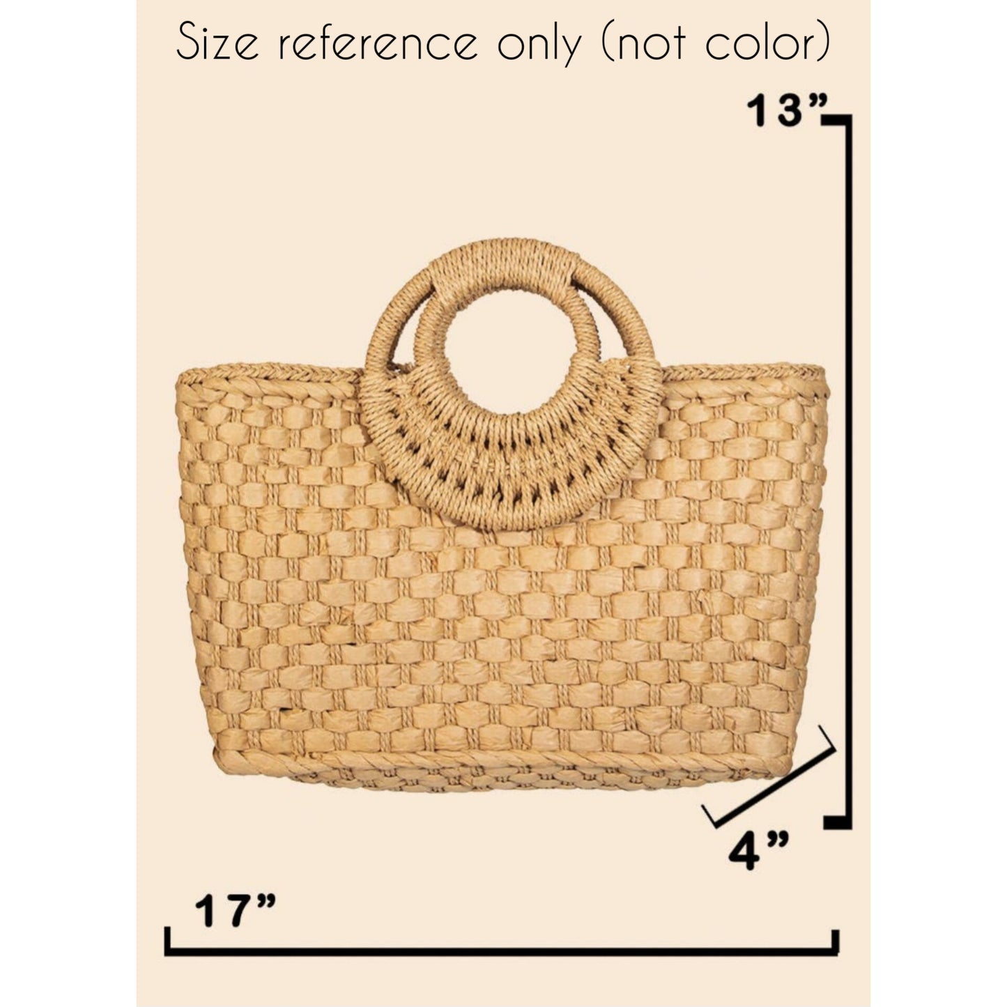 Black Taupe Basket Weave Rectangle Tote Bag
