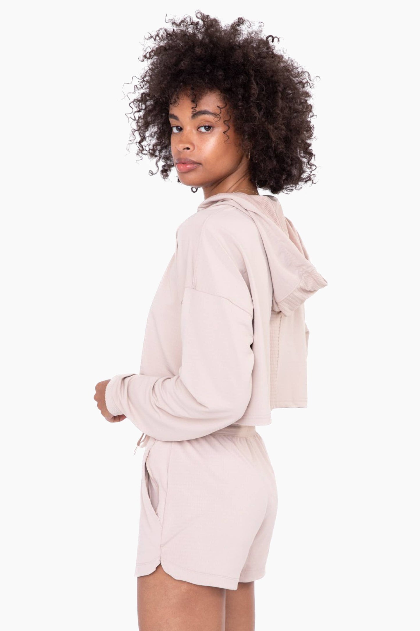 Activewear Cropped Zip-up Jacket with Textured Interior
