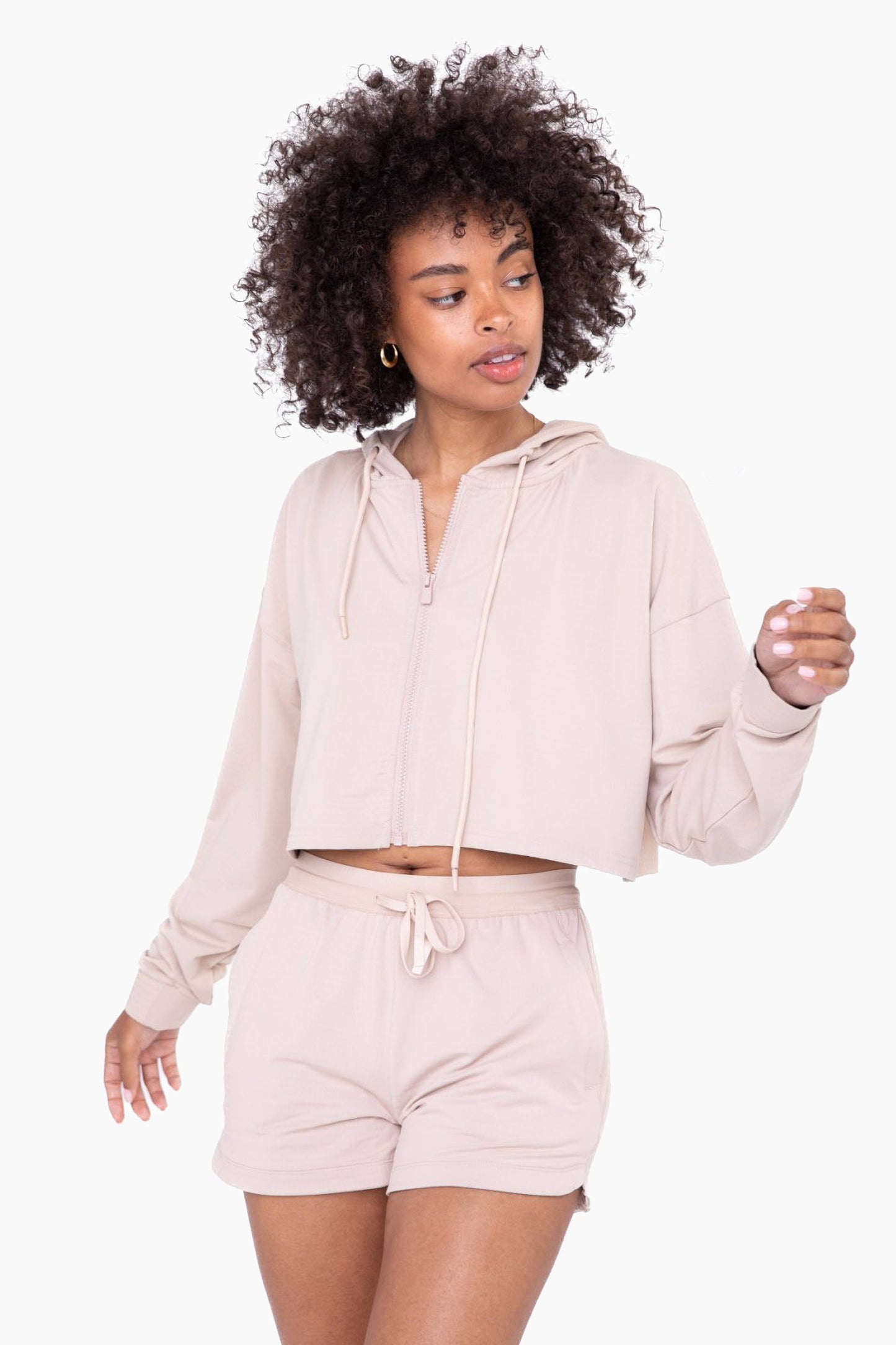 Activewear Cropped Zip-up Jacket with Textured Interior