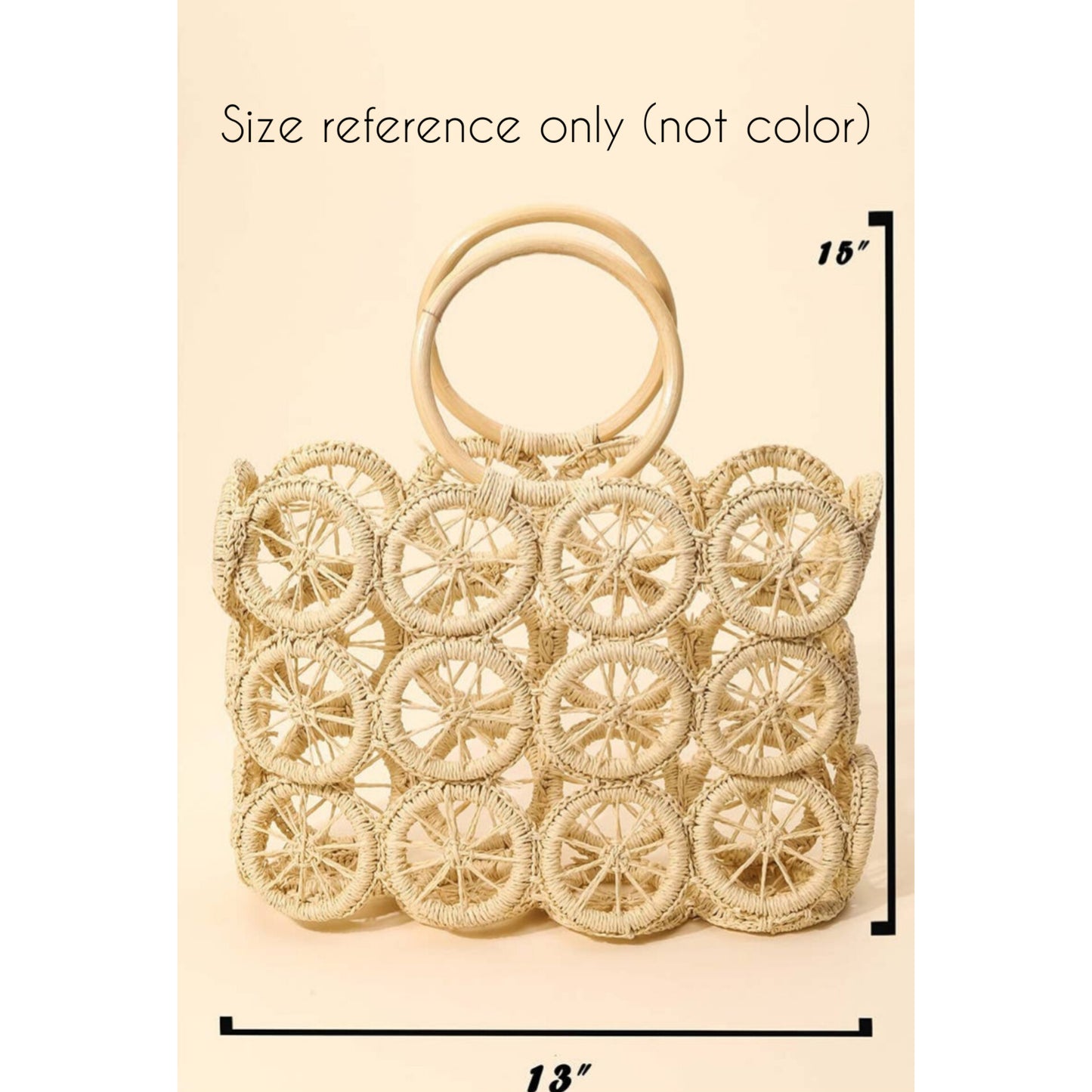 Tan Boho Multi Circle Summer Beach Tote Bag