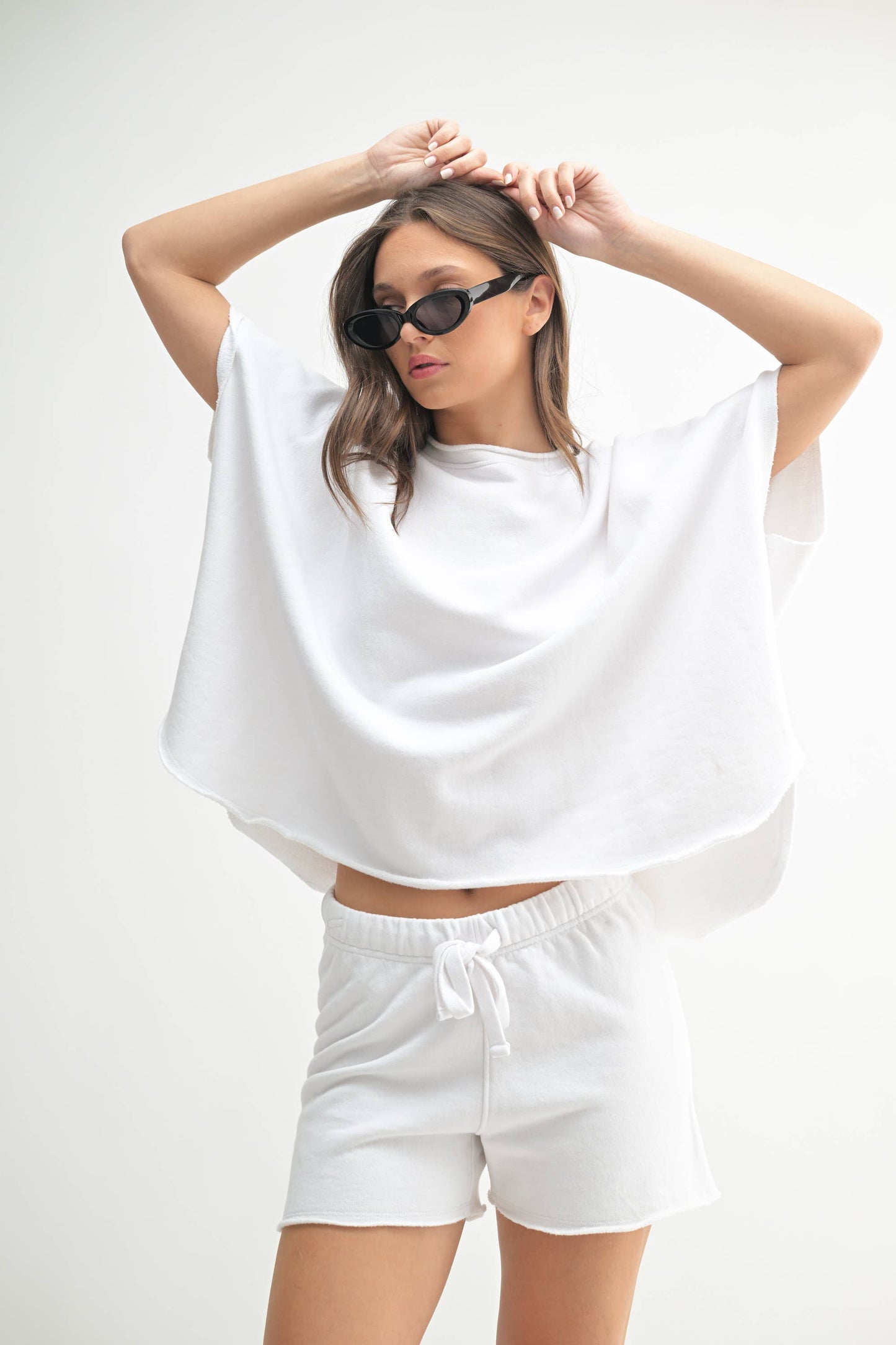 White Cotton Vintage Dolman Top