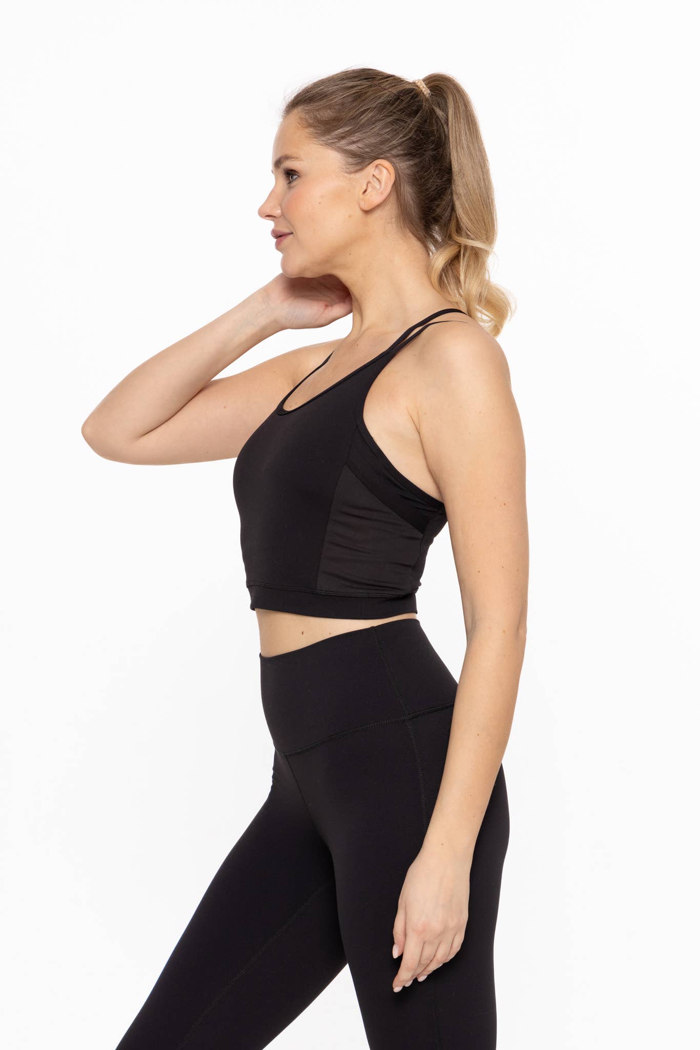 Black Double Strap Active Workout Top
