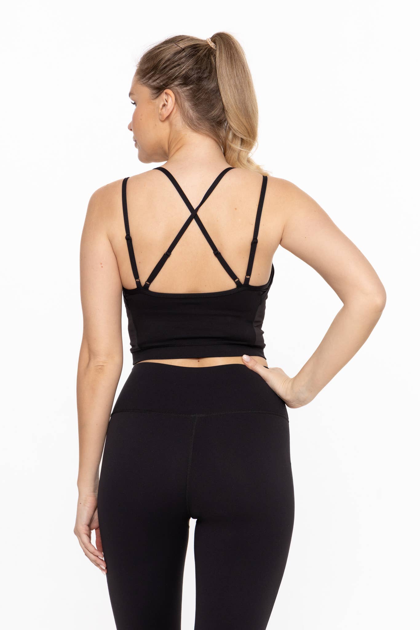 Black Double Strap Active Workout Top