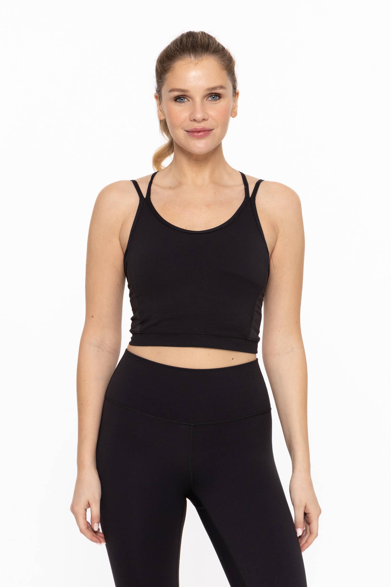 Black Double Strap Active Workout Top