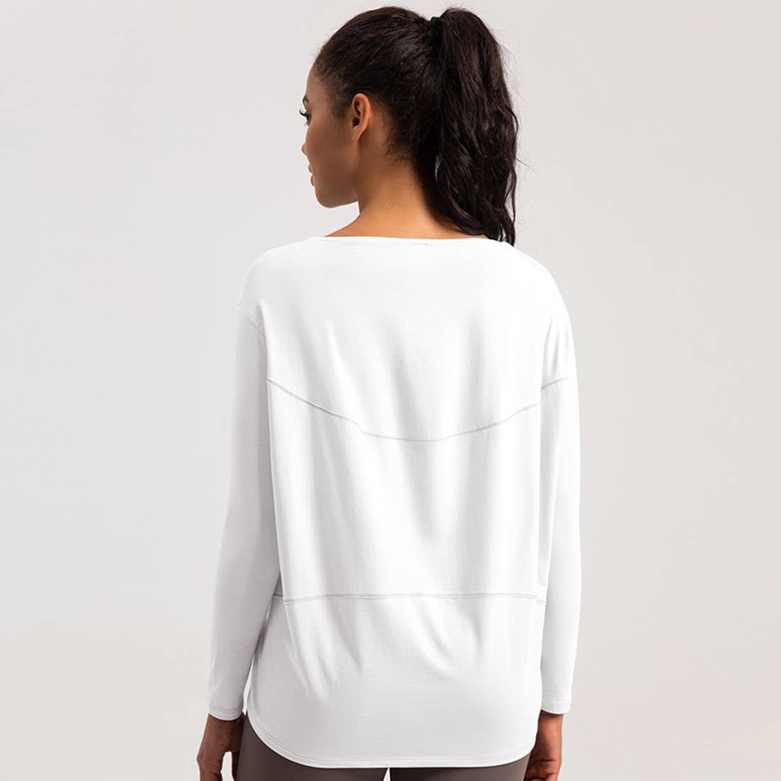 Loose-Fit High-Stretch Cotton Yoga Long-Sleeve T-Shirt