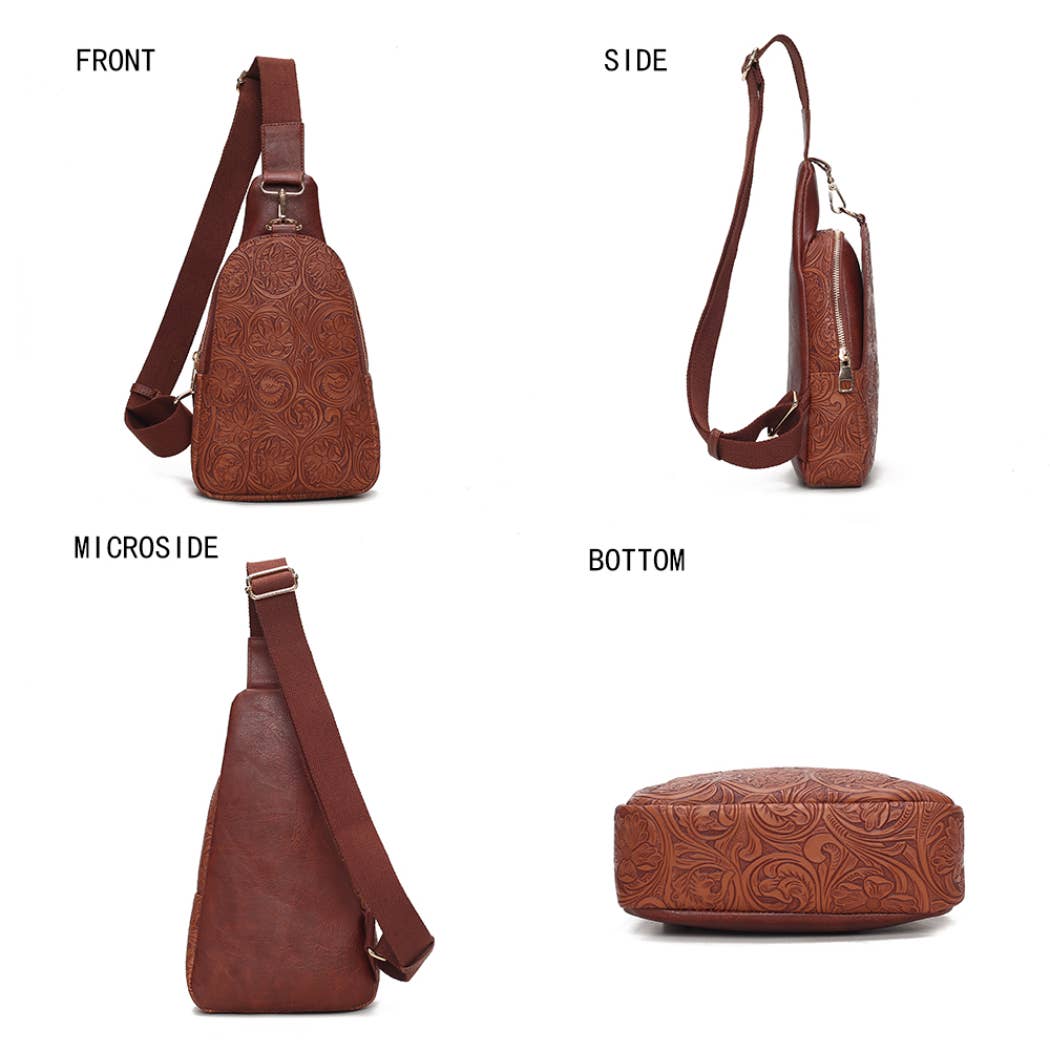 Flower Embossed Crossbody Purse
