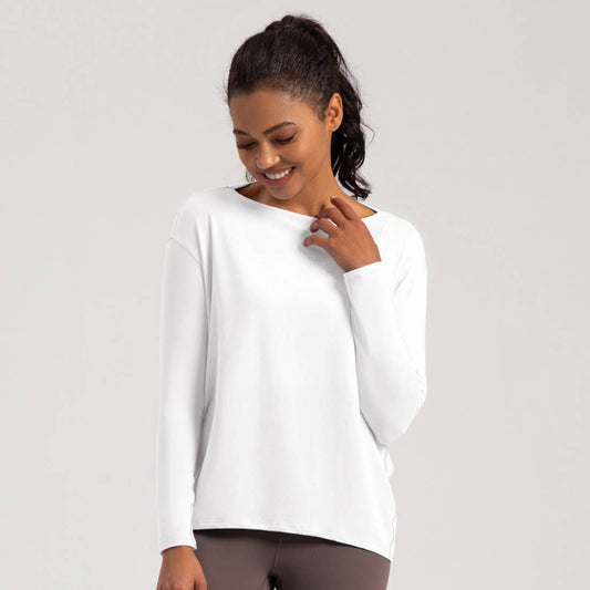 Loose-Fit High-Stretch Cotton Yoga Long-Sleeve T-Shirt