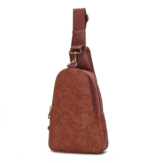 Flower Embossed Crossbody Purse