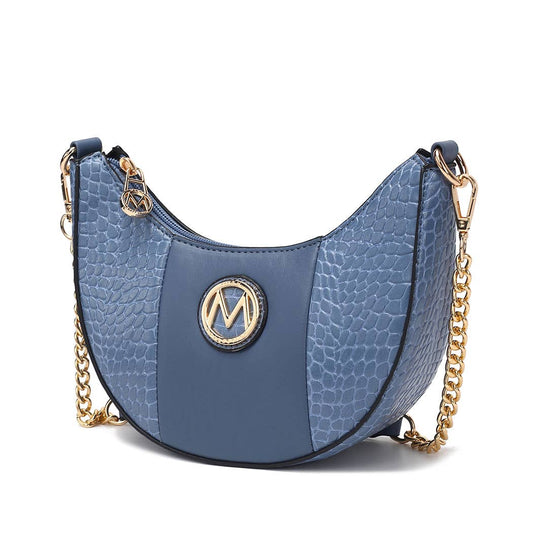 Crocodile Emboss Half-Moon Shoulder Purse