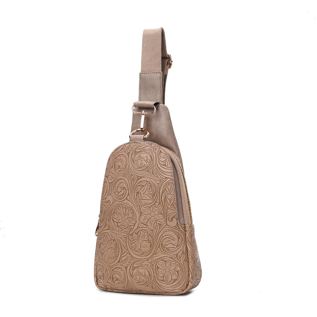 Flower Embossed Crossbody Purse