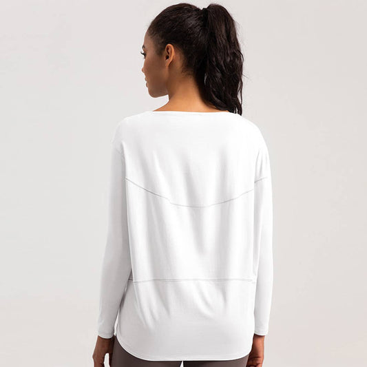 Loose-Fit High-Stretch Cotton Yoga Long-Sleeve T-Shirt